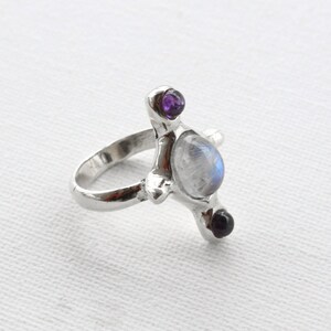Multi-stone ring, moonstone ring silver, witch ring image 2
