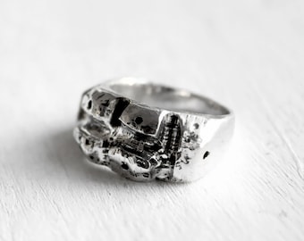 Mens vintage silver rings, chunky ring, gift for him