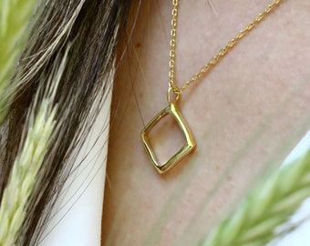 Delicate rhombus necklace, tiny dainty pendant, minimal jewelry