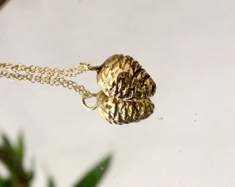 Pine necklace, nature necklace, pinecone pendant gold, gift for her