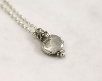Vintage mens necklace silver, dot necklace, delicate minimal jewelry, gift for him