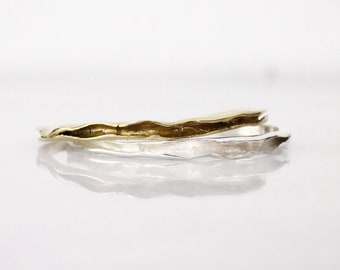 Textured concave cuff bracelet gold, molten cuff
