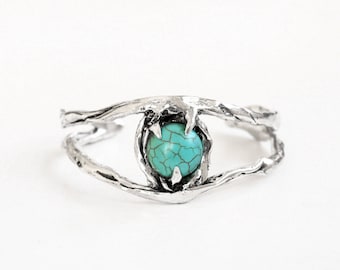 Sterling Silver Oxidized Crystal Cuff Bracelet, Chunky Gemstone Statement Jewelry