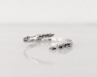 Wrap snake silver cuff bracelet, mens textured cuff