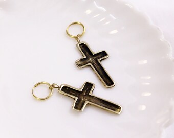 Boucles d'oreilles grand symbole croix, bijoux religieux, boucles d'oreilles rock