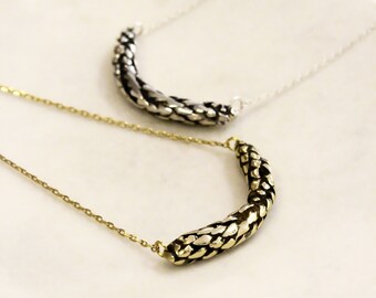 Smile bar necklace gold, botanical semicircle necklace, gift for her