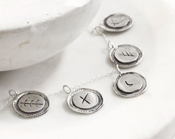 Multi Coin Disc Necklace, Oxidized Sterling Silver, Boho Plate Chain Jewelry