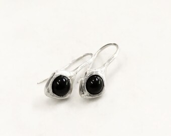 Drop onyx crystal earrings, minimal gemstone earrings, gift for her