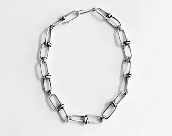 Oxidized Chunky Chain Necklace Silver, Men's Statement Choker Link