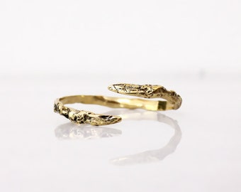 Snake textured cuff bracelet gold, arm wrap bangle