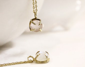 Tiny crystal necklace gold, minimal necklace, dainty birthstone necklace