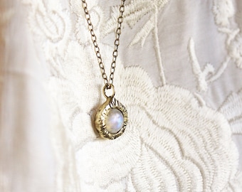 Moonstone minimal necklace, delicate crystal necklace