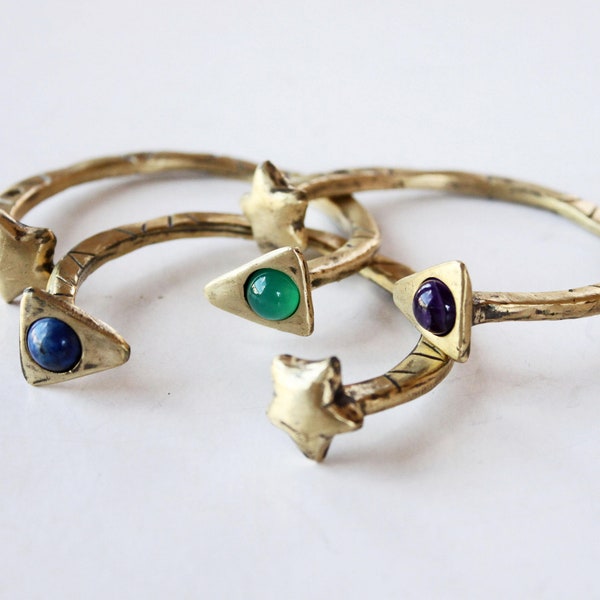 Gemstone crystal star cuff bracelet, gift for her