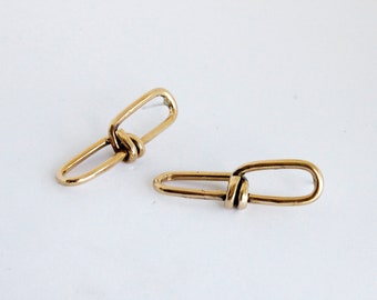 Gold Knot Earrings, Geometric Friendship Jewelry, Sterling Silver Hooks