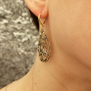 Leaf gold earrings, botanical jewelry, woodland earrings, nature inspired jewelry image 9