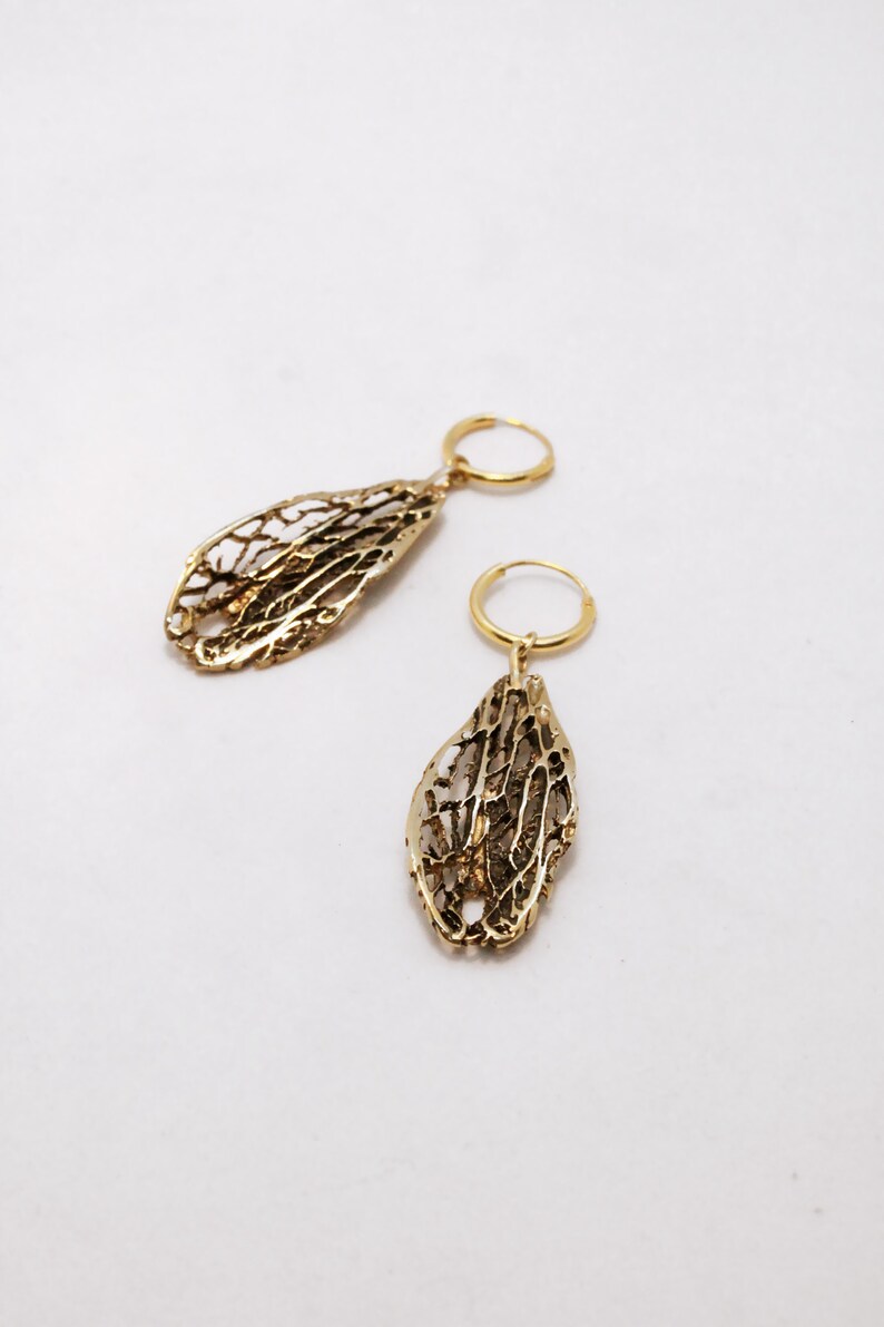 Leaf gold earrings, botanical jewelry, woodland earrings, nature inspired jewelry image 3