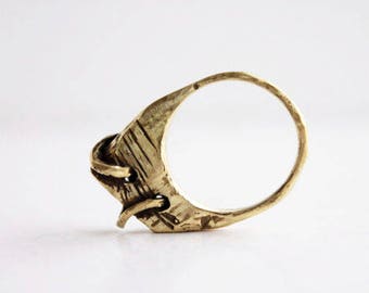 Knot ring gold, geometric ring gold, rock ring