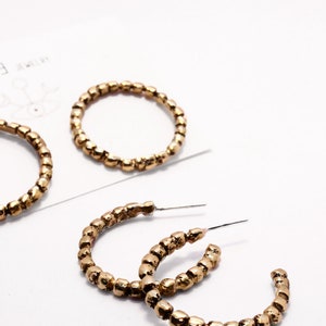 Simple bubble hoops earrings, granulation dot hoop earrings gold, minimal jewelry image 4