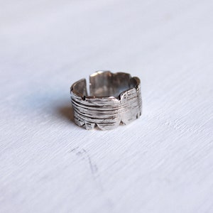 Mens ring vintage, chunky band ring silver, gift for him image 6