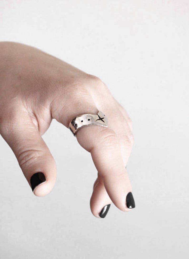 witchcraft jewelry gift V chevron sterling silver ring
