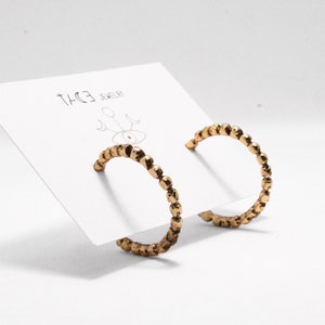 Simple bubble hoops earrings, granulation dot hoop earrings gold, minimal jewelry image 2