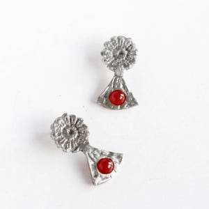 Lace crystal earrings, carnelian earrings silver, daisy earrings, flower lovers image 2