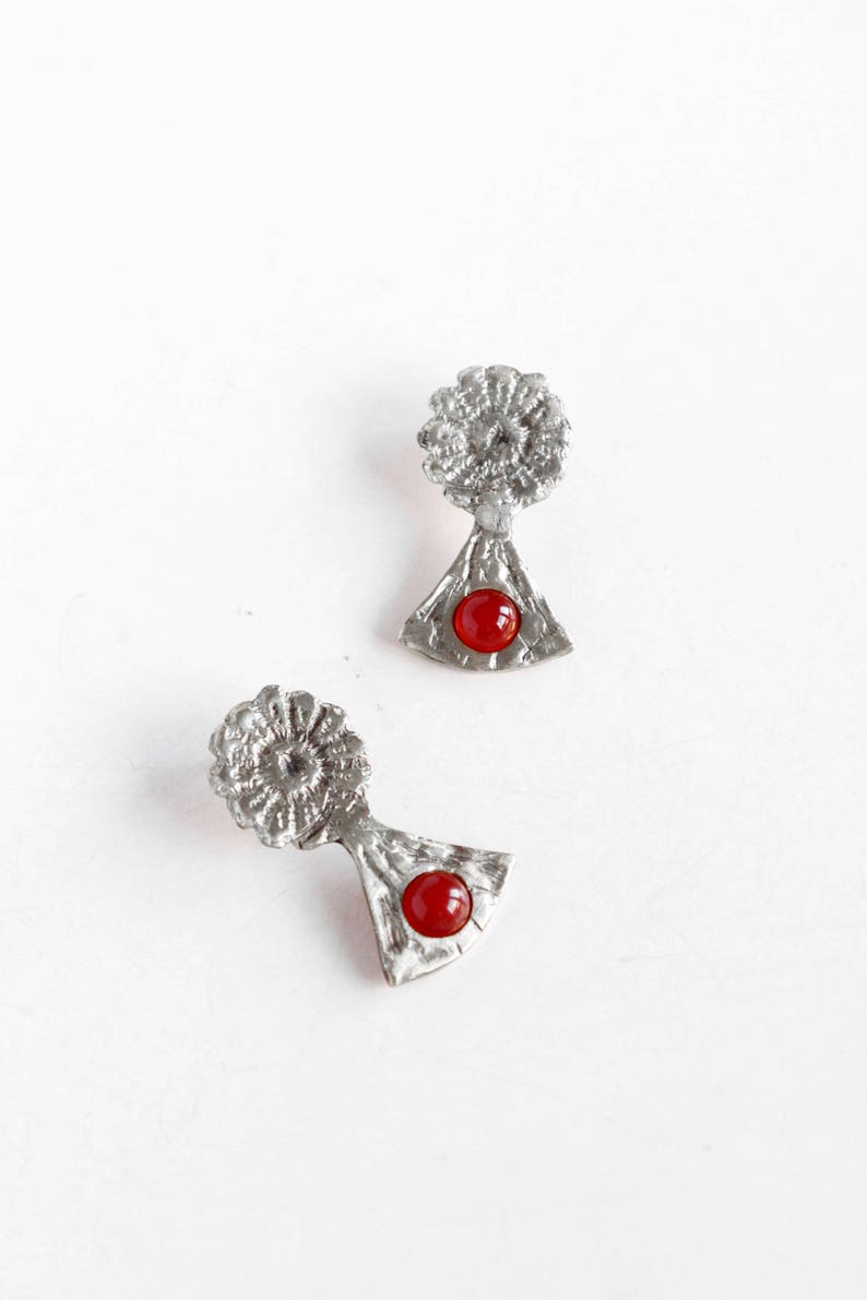Lace crystal earrings, carnelian earrings silver, daisy earrings, flower lovers image 2