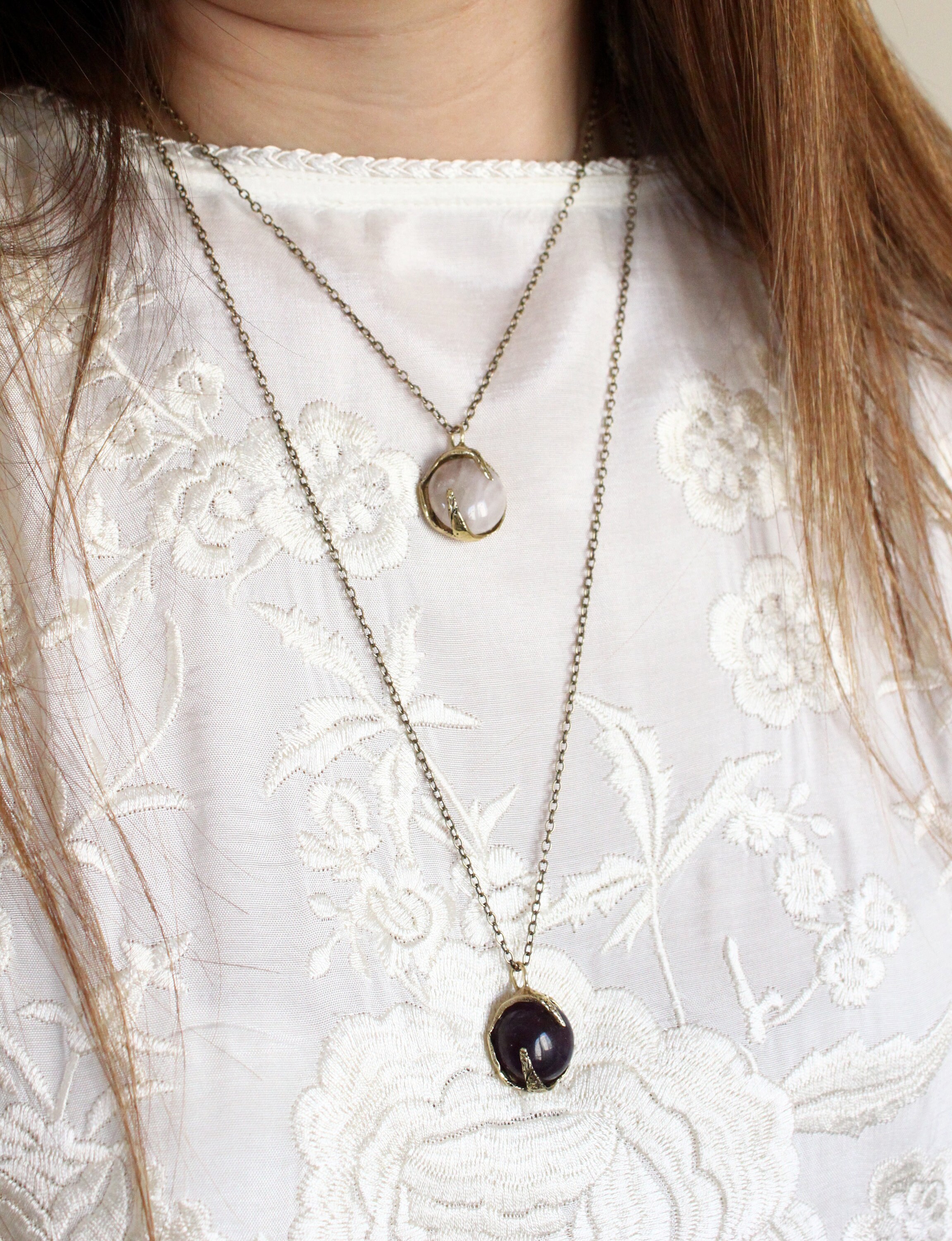 Amethyst necklace gold crystal necklace opal necklace gold | Etsy