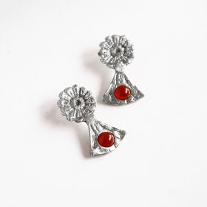 Lace crystal earrings, carnelian earrings silver, daisy earrings, flower lovers image 5