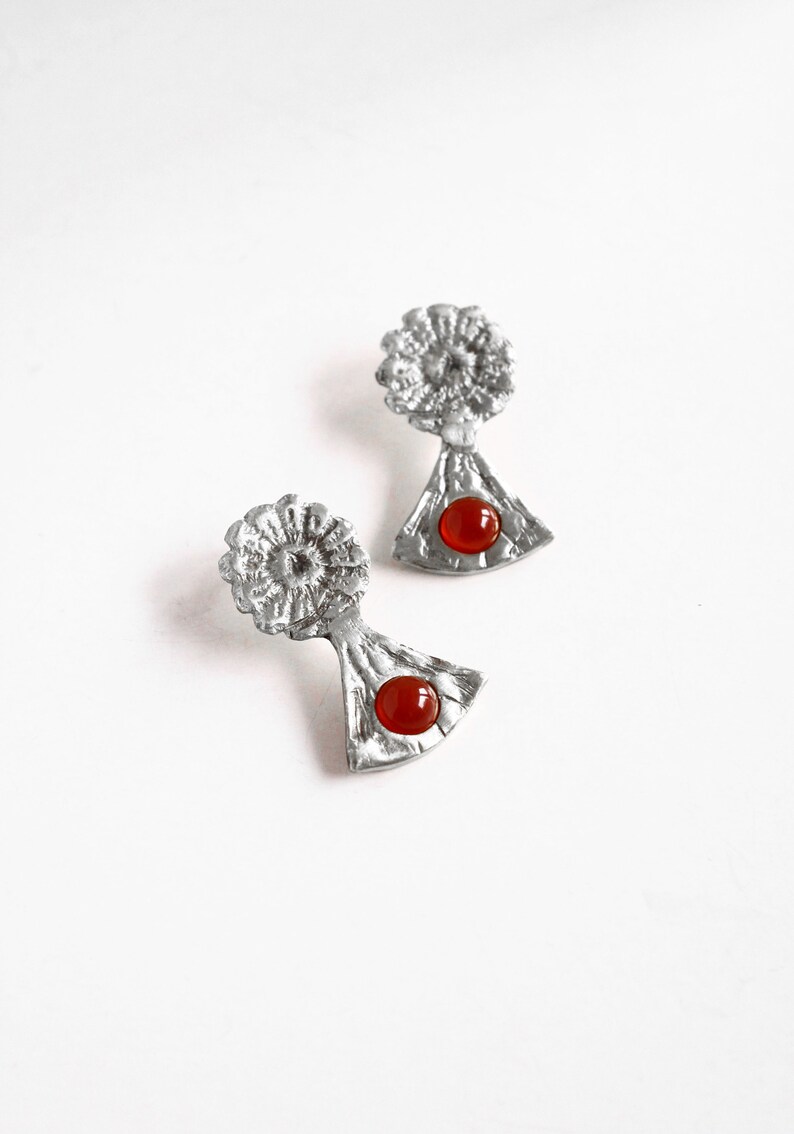 Lace crystal earrings, carnelian earrings silver, daisy earrings, flower lovers image 5