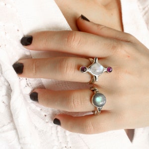 Multi-stone ring, moonstone ring silver, witch ring image 5