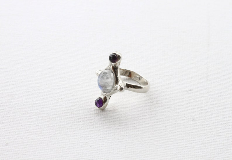 Multi-stone ring, moonstone ring silver, witch ring image 8