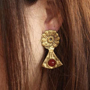 Lace crystal earrings, carnelian earrings silver, daisy earrings, flower lovers image 9