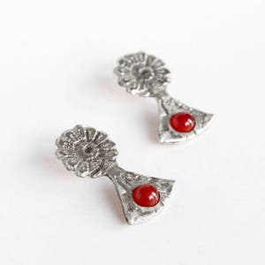 Lace crystal earrings, carnelian earrings silver, daisy earrings, flower lovers image 1
