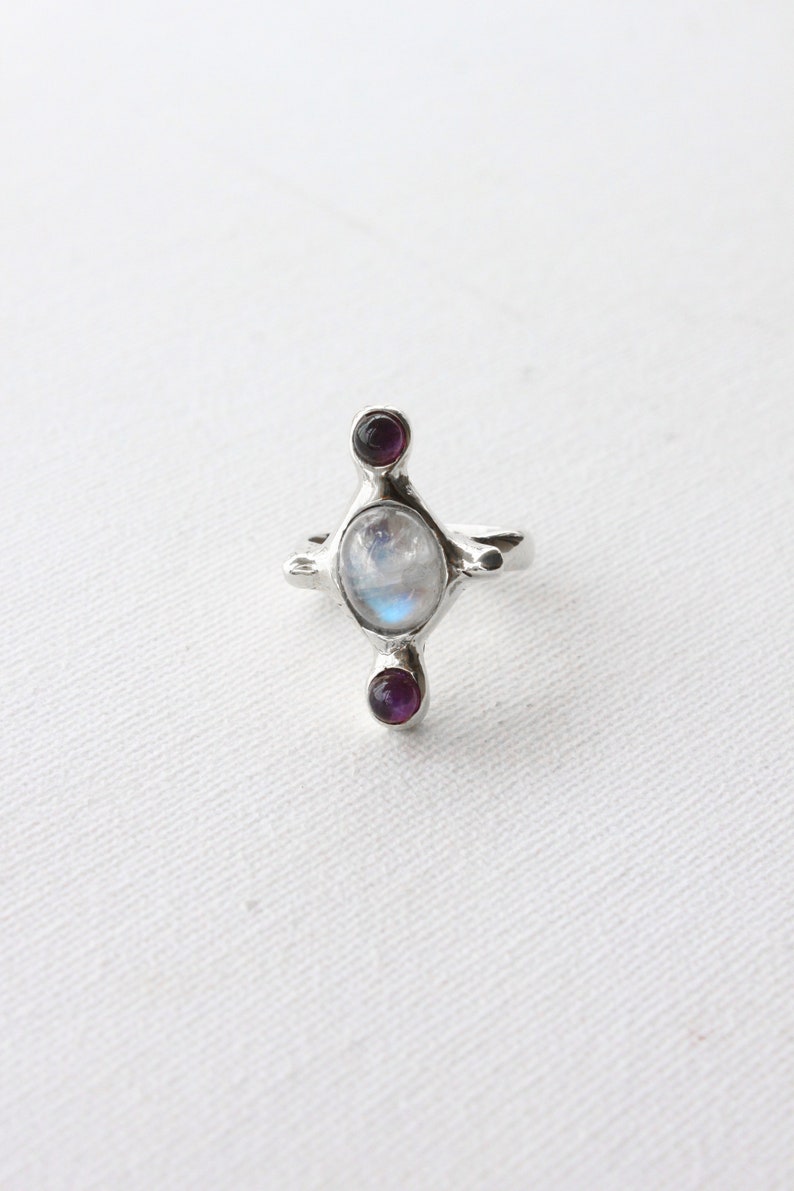 Multi-stone ring, moonstone ring silver, witch ring image 6