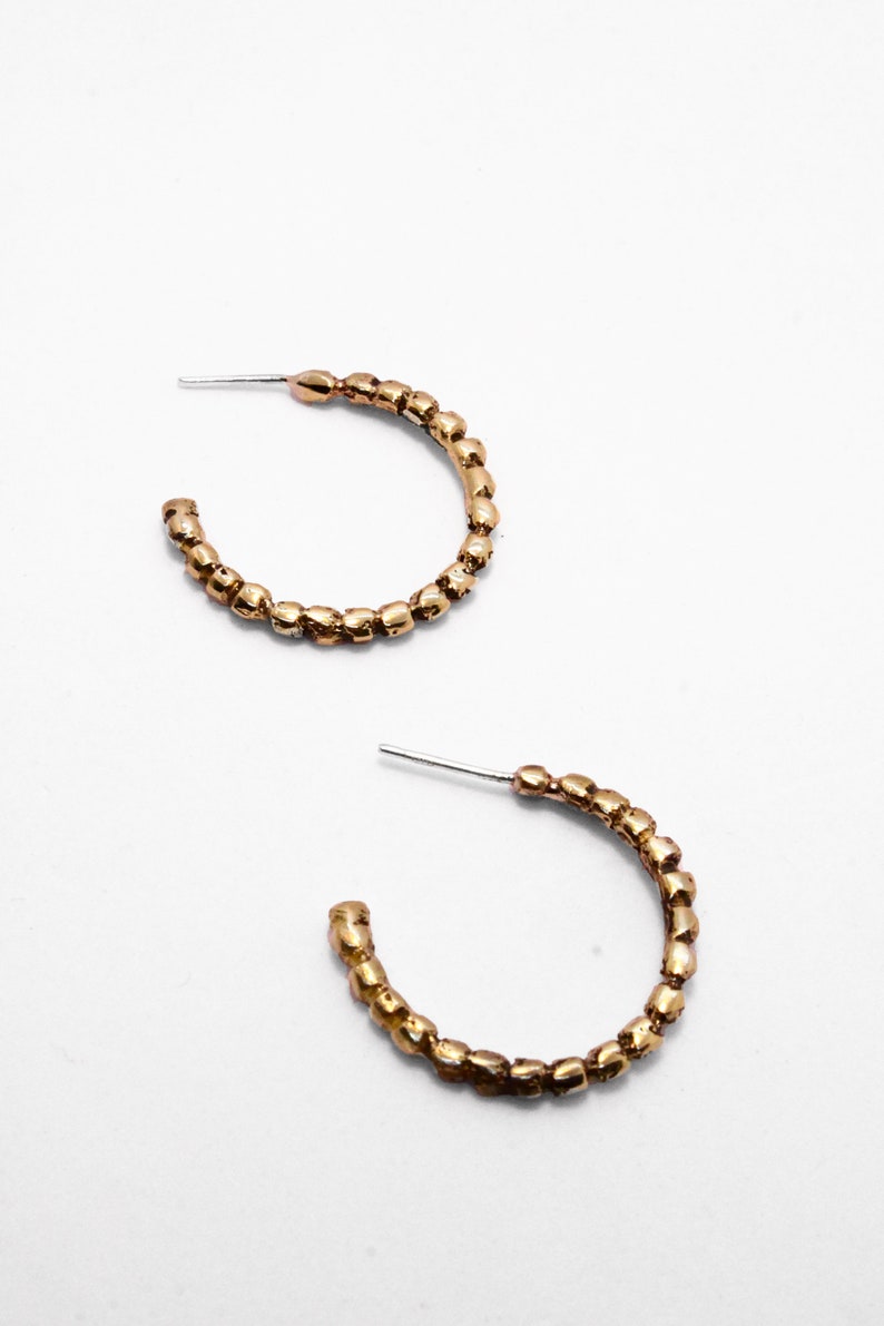 Simple bubble hoops earrings, granulation dot hoop earrings gold, minimal jewelry image 6
