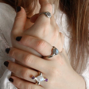 Multi-stone ring, moonstone ring silver, witch ring image 9