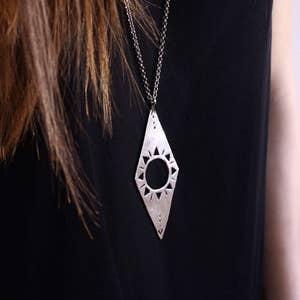 Sun necklace silver, statement necklace, tuareg necklace, witch necklace image 3