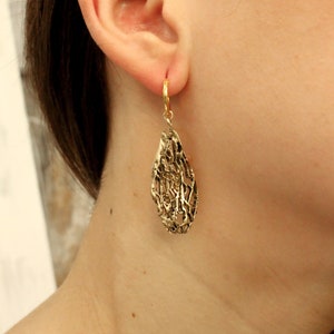 Leaf gold earrings, botanical jewelry, woodland earrings, nature inspired jewelry image 4