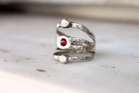 January birthstone ring, garnet silver ring, valentines gift