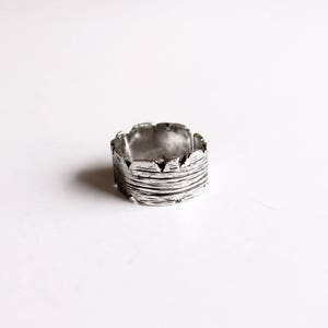 Mens ring vintage, chunky band ring silver, gift for him zdjęcie 2