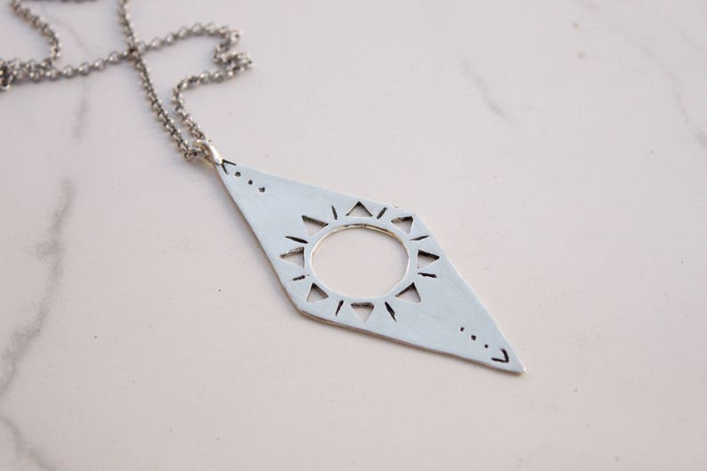 Sun necklace silver, statement necklace, tuareg necklace, witch necklace image 4