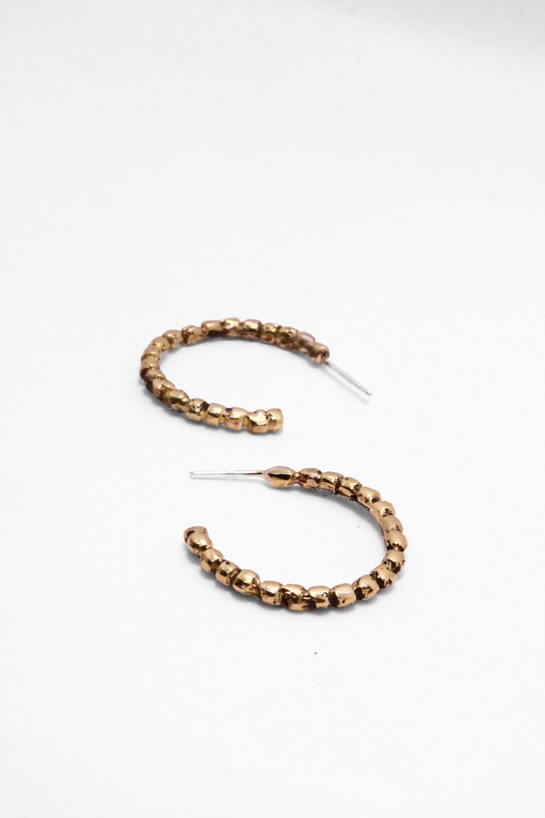 Simple bubble hoops earrings, granulation dot hoop earrings gold, minimal jewelry image 1