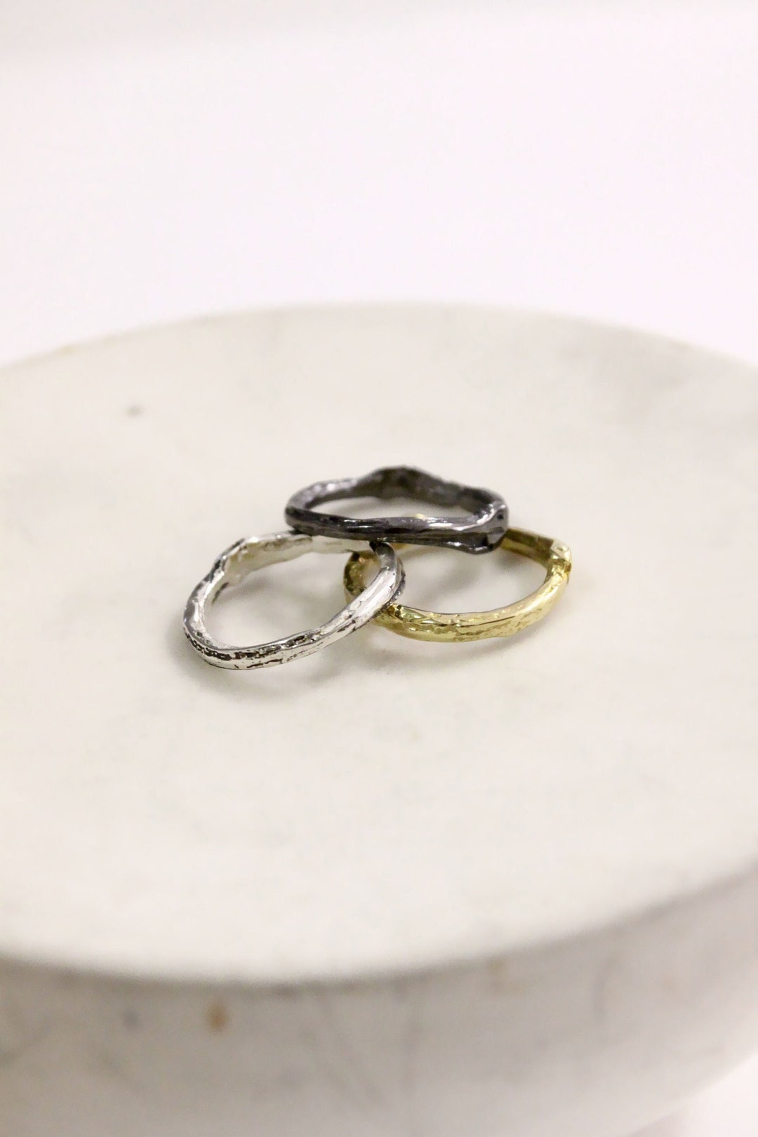 Set of 3 Rings, Botanical Minimal Rings, Delicate Stacking Rings - Etsy