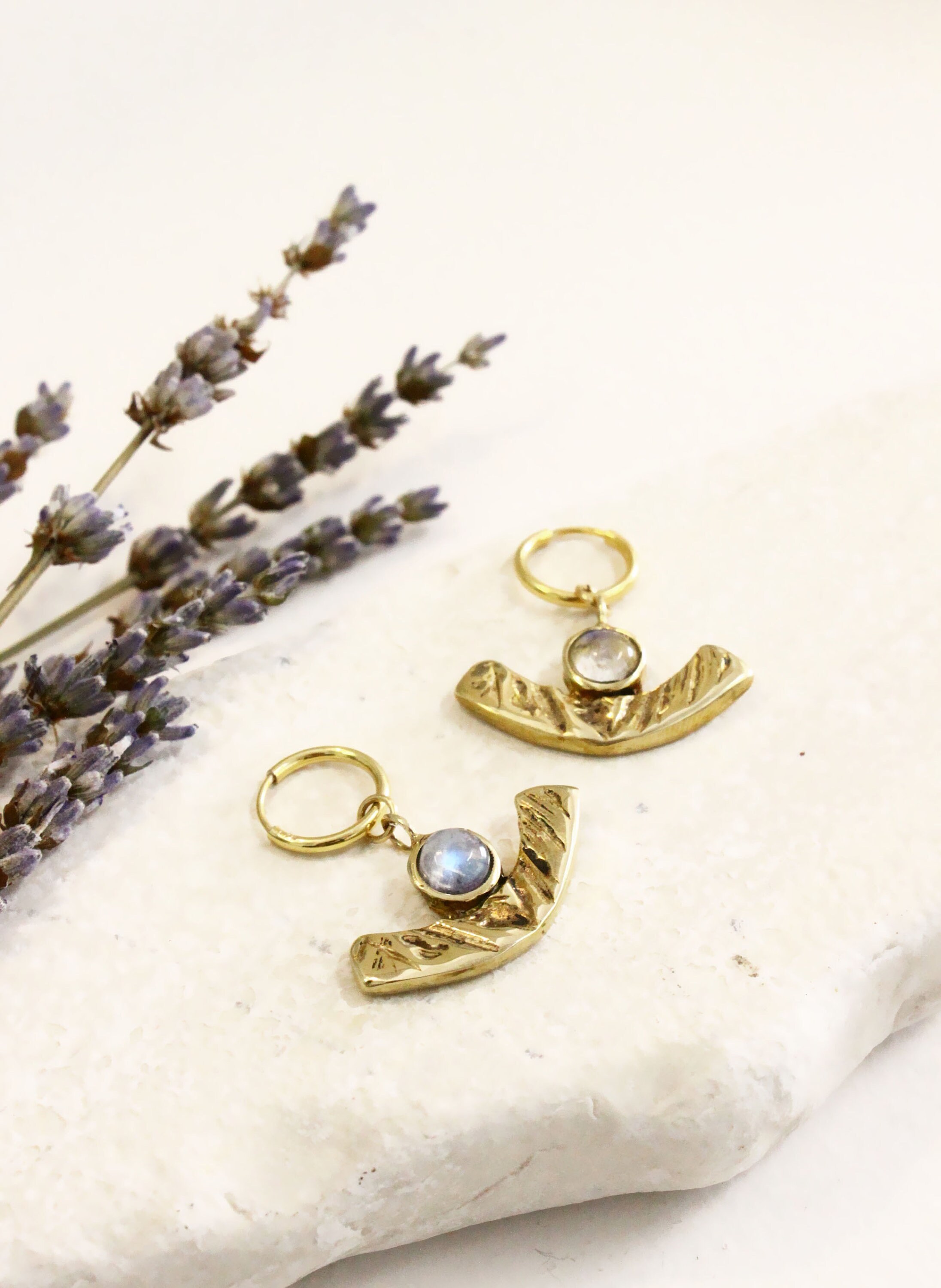 Delicate crystal earrings moonstone earrings gold minimal | Etsy