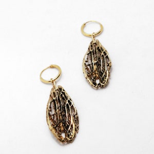 Leaf gold earrings, botanical jewelry, woodland earrings, nature inspired jewelry image 7