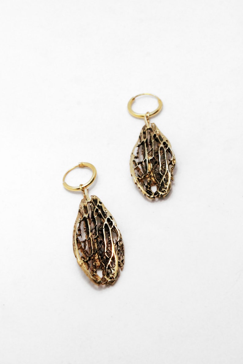 Leaf gold earrings, botanical jewelry, woodland earrings, nature inspired jewelry image 7