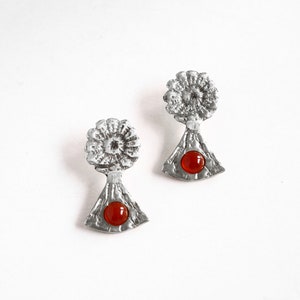 Lace crystal earrings, carnelian earrings silver, daisy earrings, flower lovers image 6