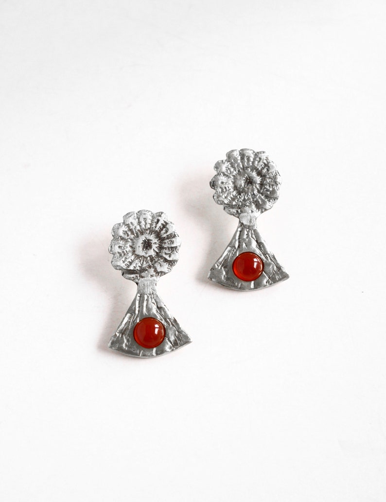 Lace crystal earrings, carnelian earrings silver, daisy earrings, flower lovers image 6