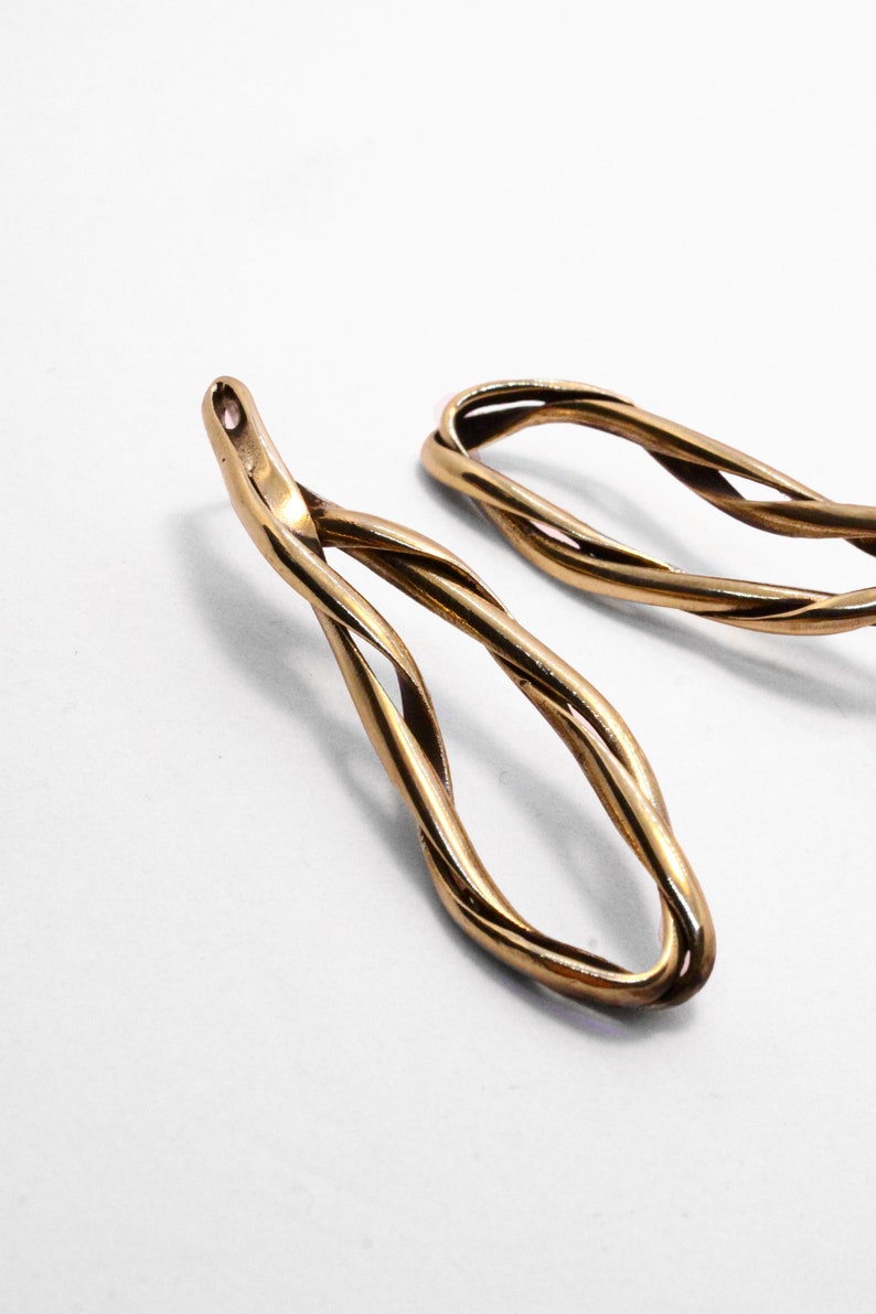 Statement earrings gold, swirl earrings, abstract twist earrings, sculptural earrings image 6